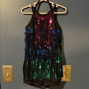 Weissman Sequin Halter Kids One Piece - Black, Pink, Blue, Green